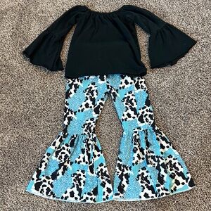 Chic Kids' Bell Bottom Set - Black and Turquoise